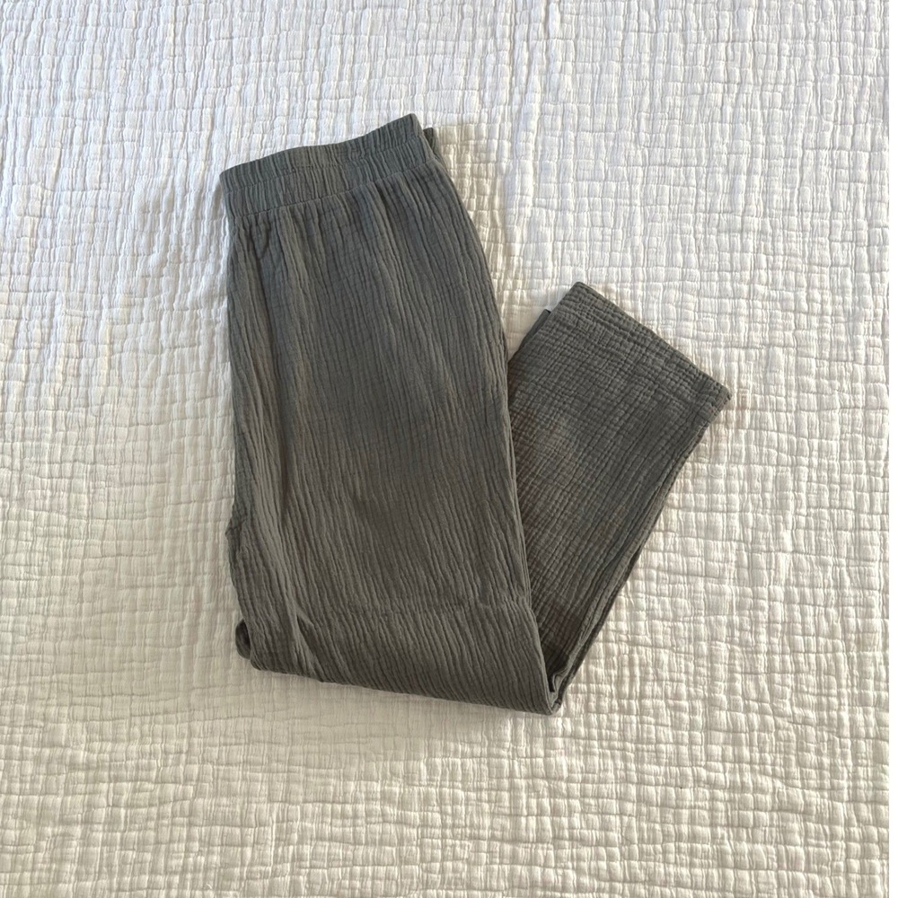 C&C Cotton Gauze Pants Large Olive Green
